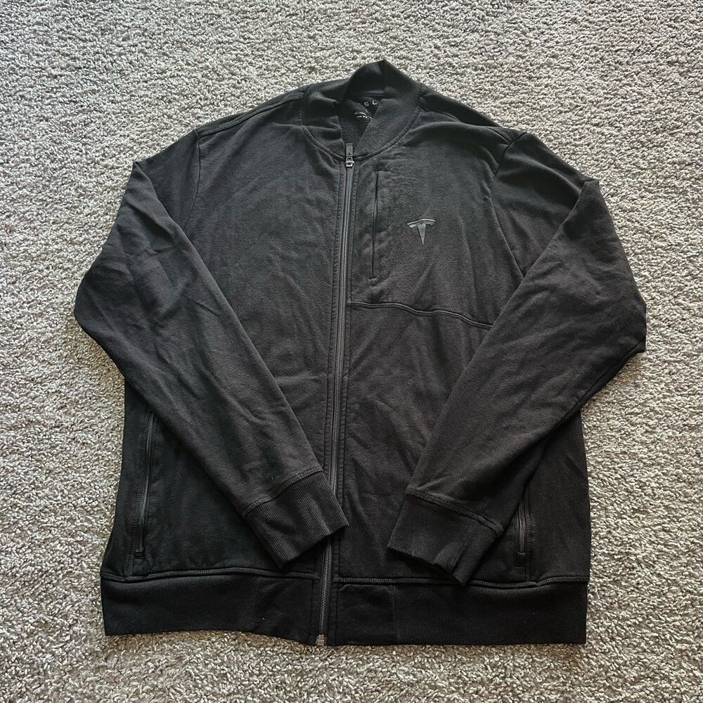 Tesla Lightweight Jacket Black Full Zip Viscose Cotton Blend Mens L Employee